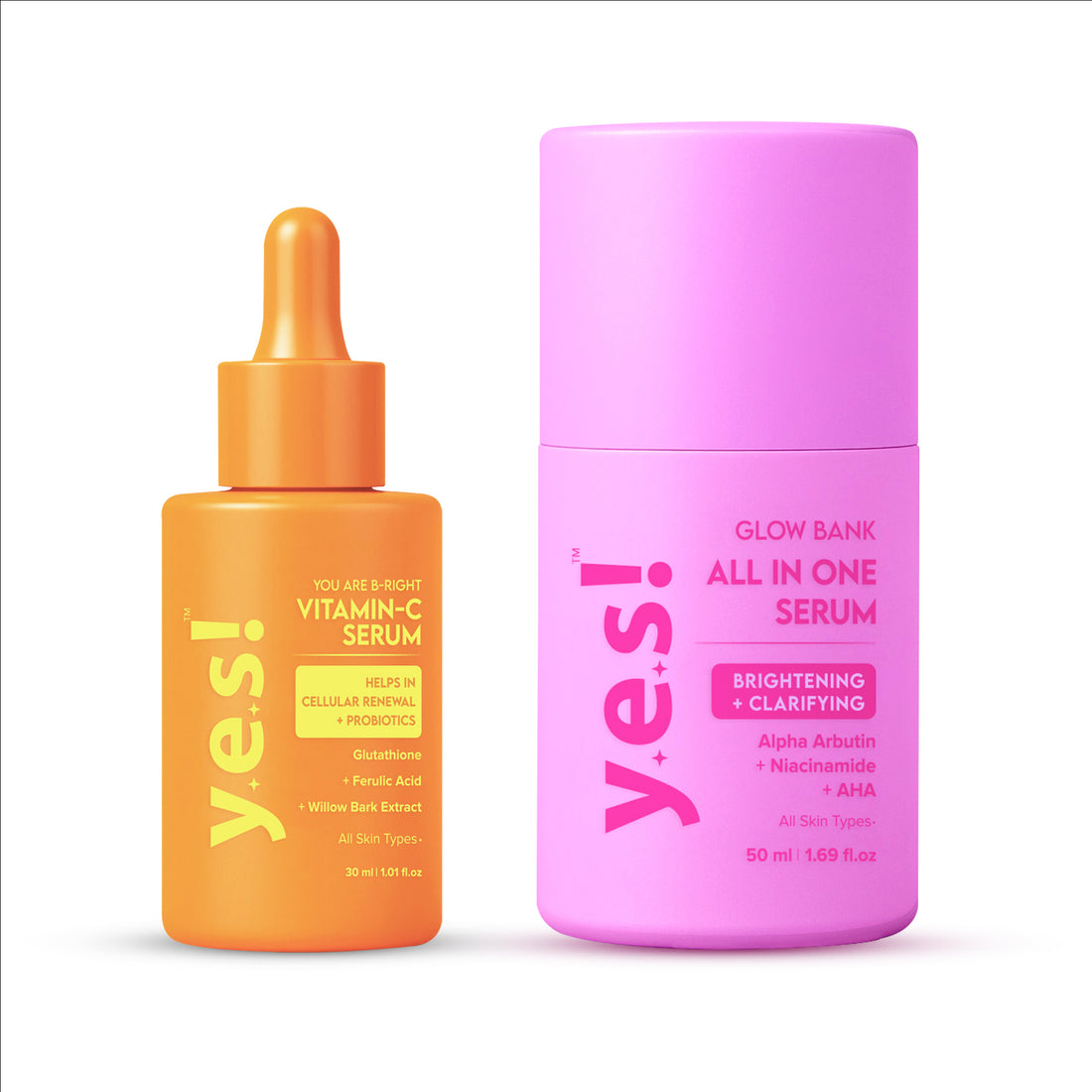 Yes! Bright + Glow Serum Duo | Vitamin C + Alpha Arbutin | Glass Skin Boost Routine