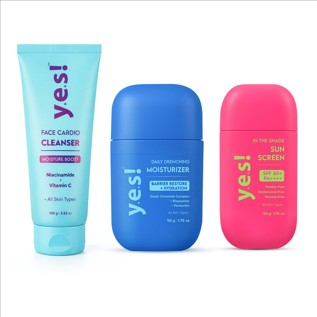 Yes! Daily Essentials Skincare Kit | Cleanser + Moisturizer + Sunscreen