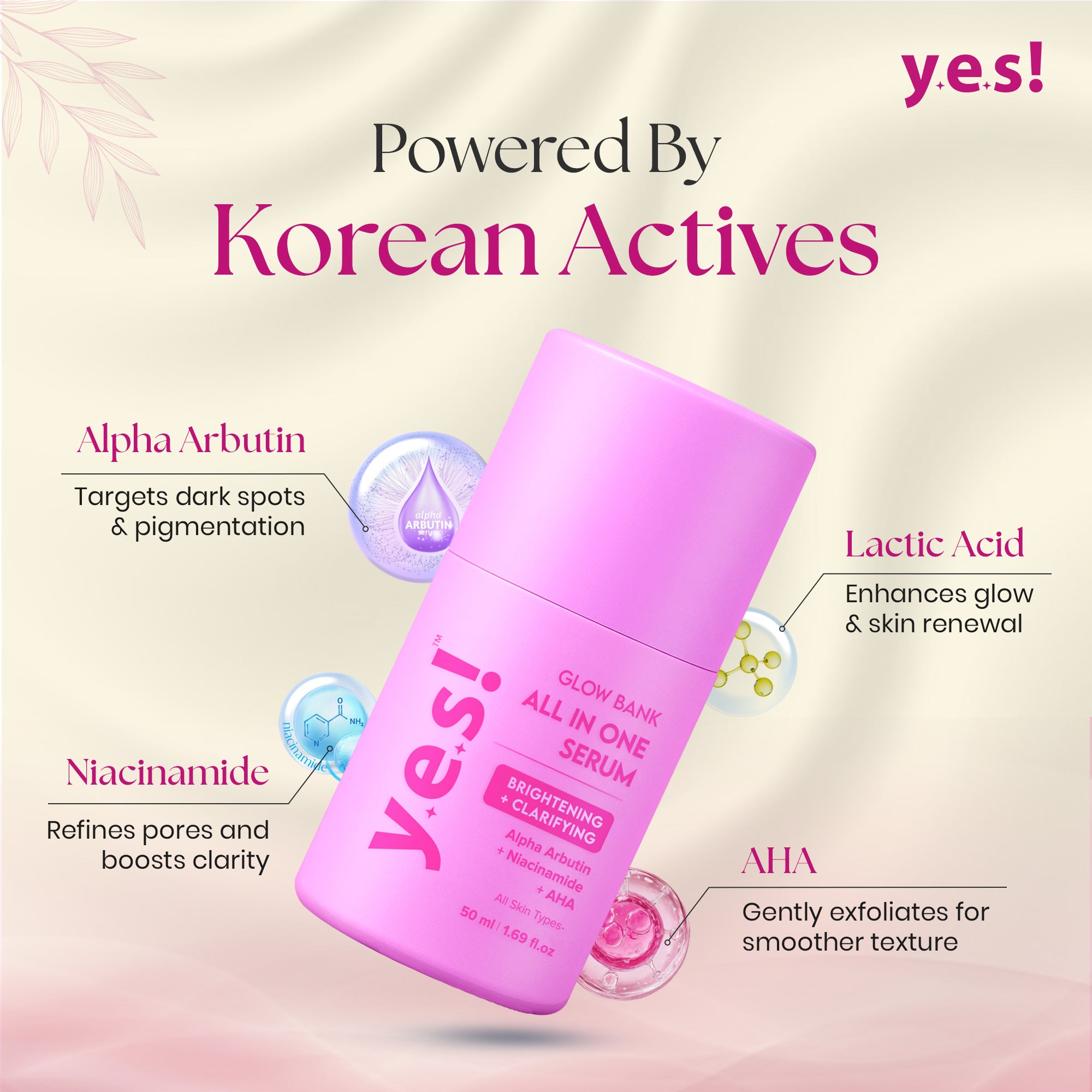 Yes! Glow Bank All-in-One Brightening Face Serum with Alpha Arbutin | All Skin Types