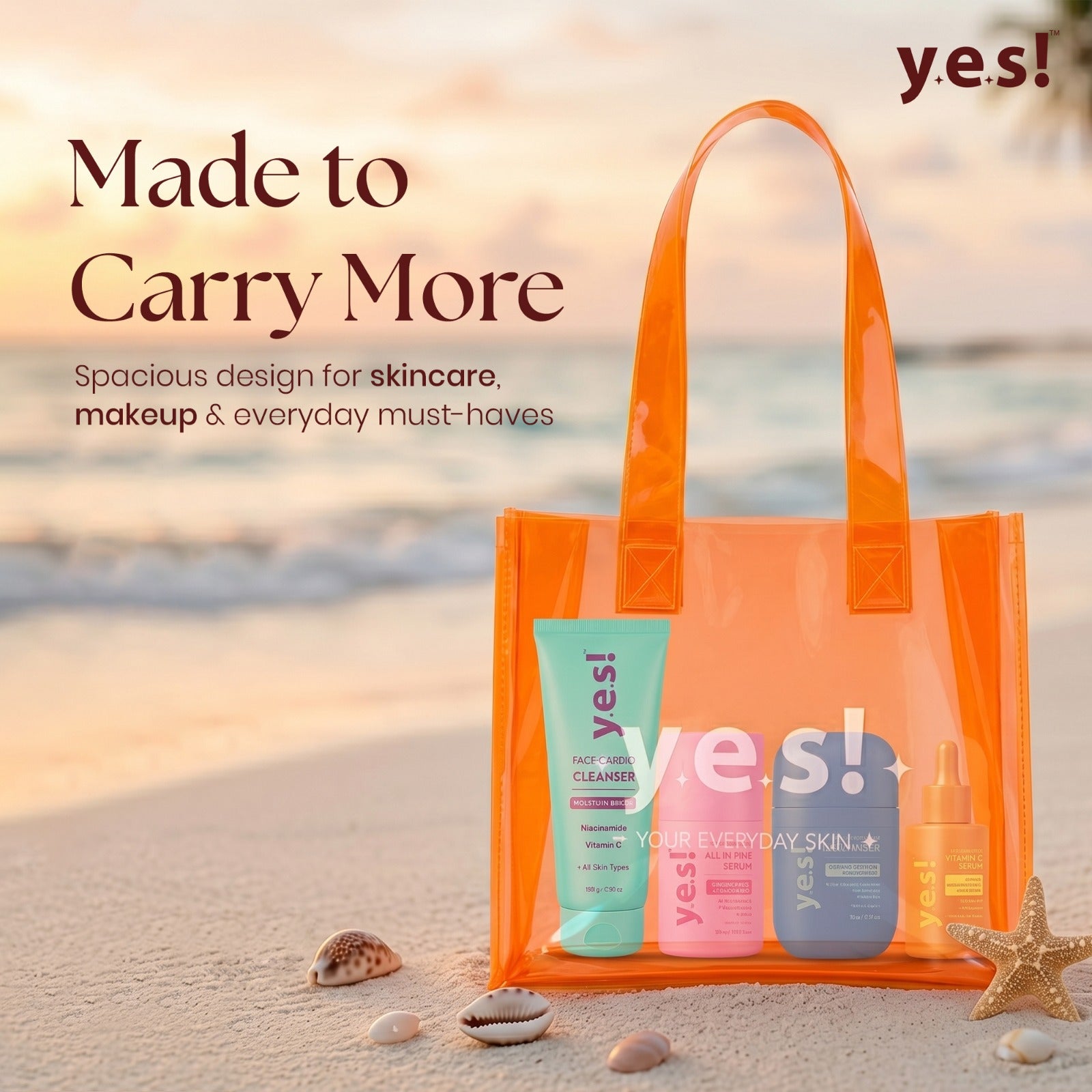 Yes! Everyday Jelly Skin Tote Bag for Skincare & Daily Essentials