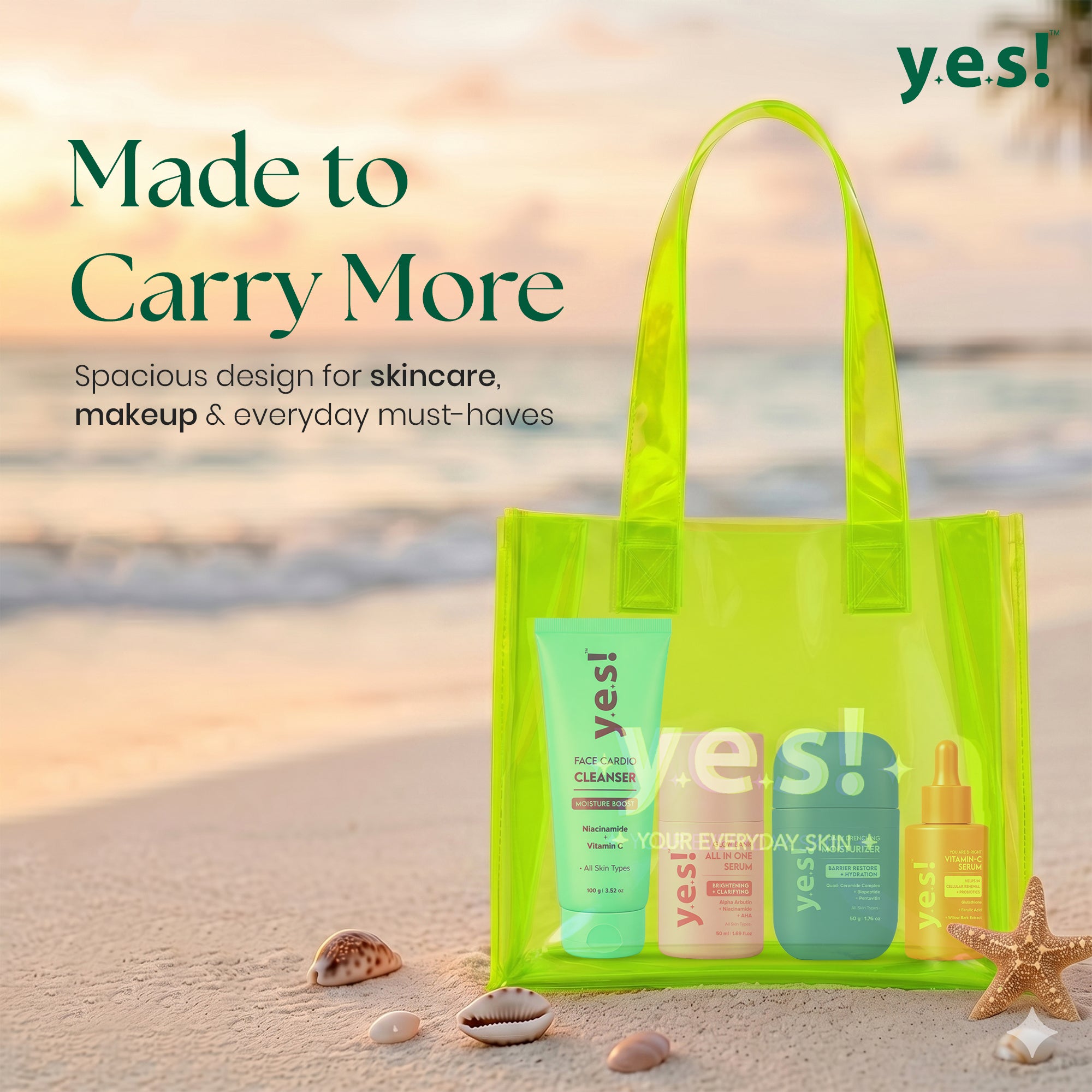Yes! Everyday Jelly Skin Tote Bag for Skincare & Daily Essentials