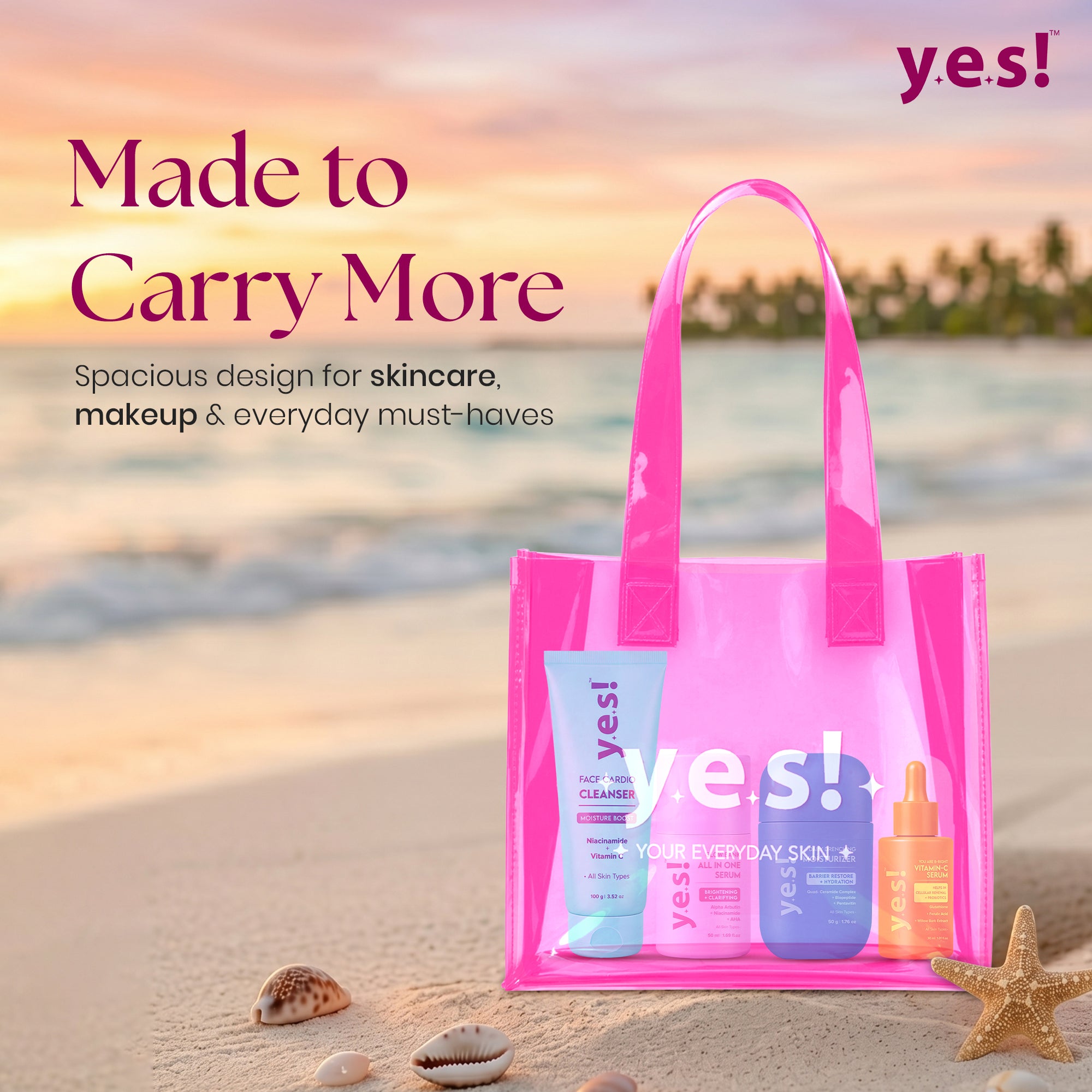 Yes! Everyday Jelly Skin Tote Bag for Skincare & Daily Essentials
