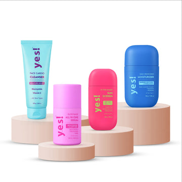 Yes! Complete Glow Skincare Routine Kit | Cleanser + All-in-One Serum + Moisturizer + Sunscreen